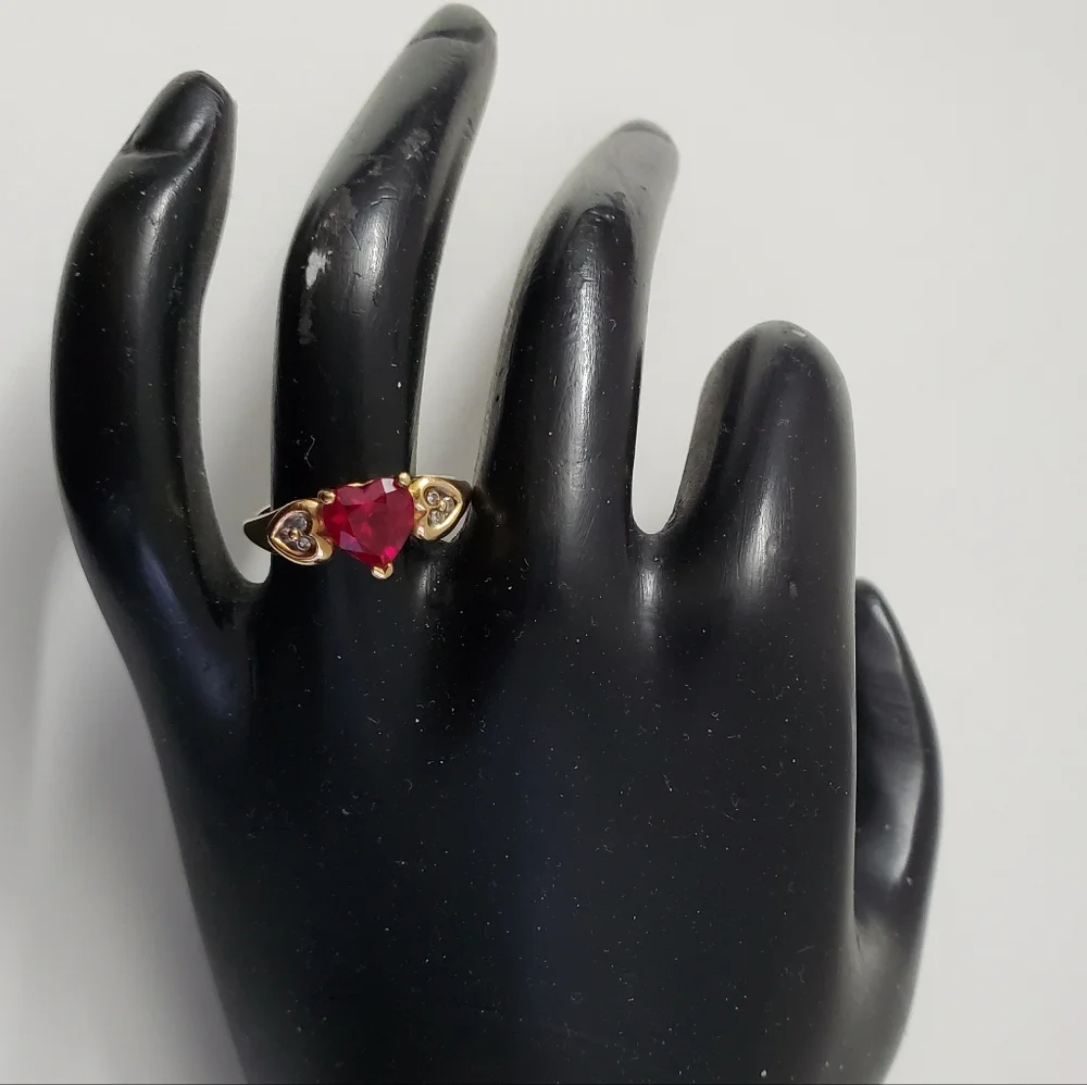 10K Gold Heart Ruby & Diamond Ring